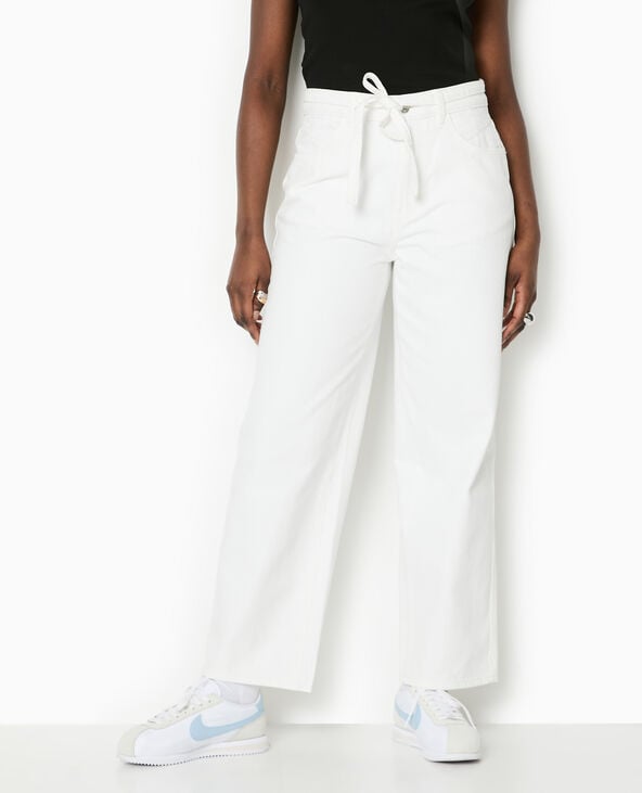 Pimkie Jean Baggy Taille Basse Avec Ceinture à Nouer - Blanc