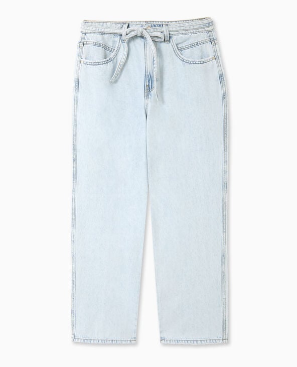 Pimkie Jean Baggy Taille Basse Avec Ceinture à Nouer - Bleu Clair