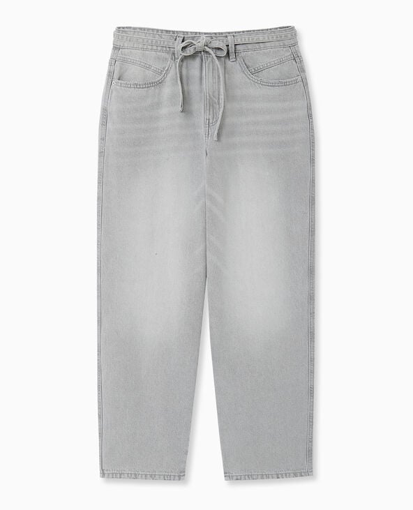 Pimkie Jean Baggy Taille Basse Avec Ceinture à Nouer - Gris Clair