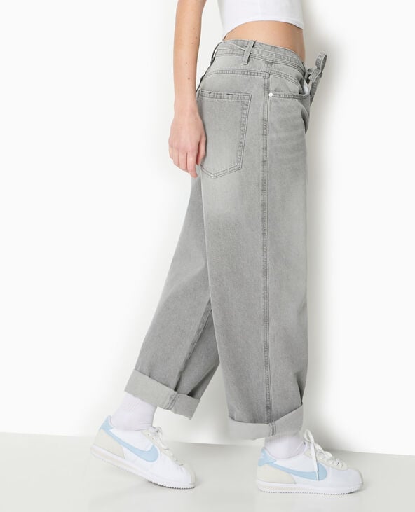 pimkie Jean baggy taille basse avec ceinture à nouer - Gris clair