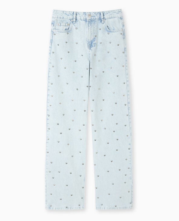 Pimkie Jean Droit Avec Cœurs Métalliques - Bleu Clair
