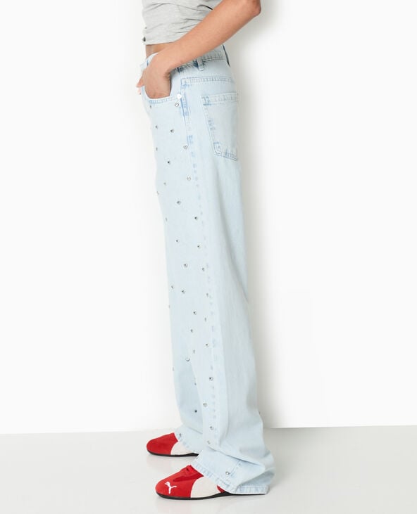 pimkie Jean droit avec cœurs métalliques - Bleu clair