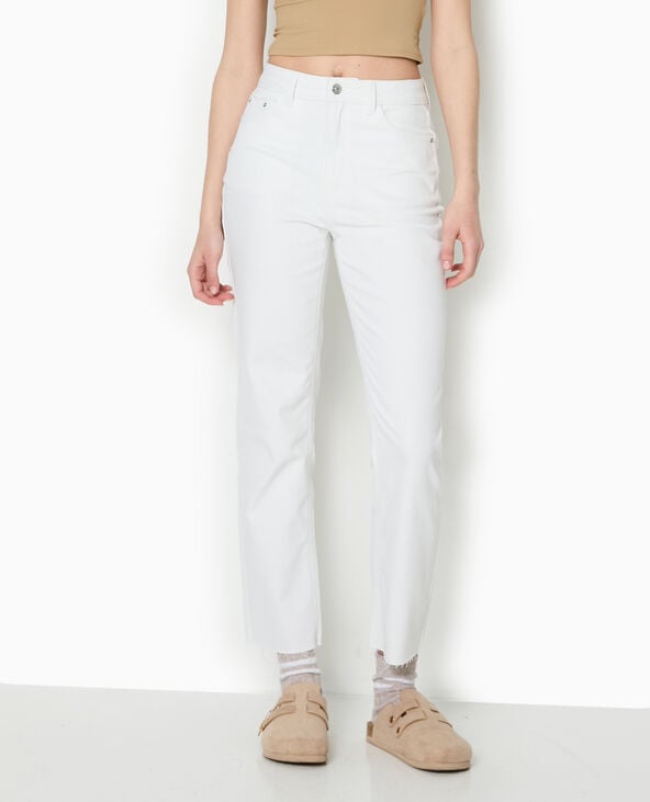 Pimkie Jean Droit Taille Haute Avec Bas Coupés - Blanc
