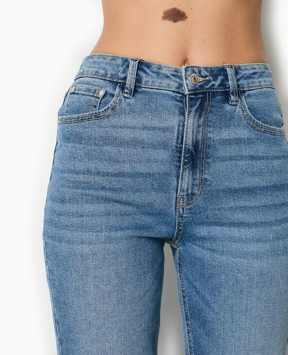 Pimkie Jean Droit Taille Haute Avec Bas Coupés - Bleu