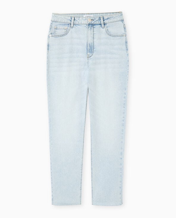 Pimkie Jean Droit Taille Haute Avec Bas Coupés - Bleu Clair