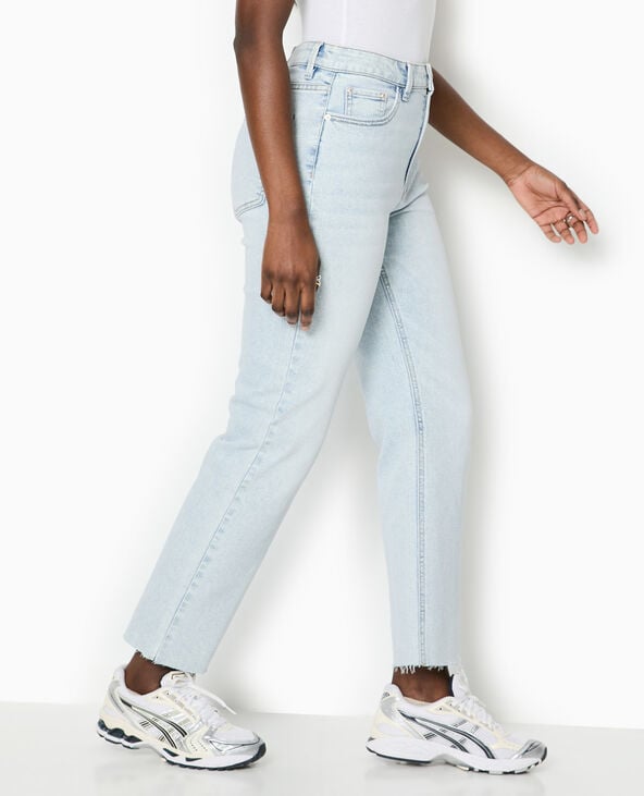 pimkie Jean droit taille haute avec bas coupés - Bleu clair