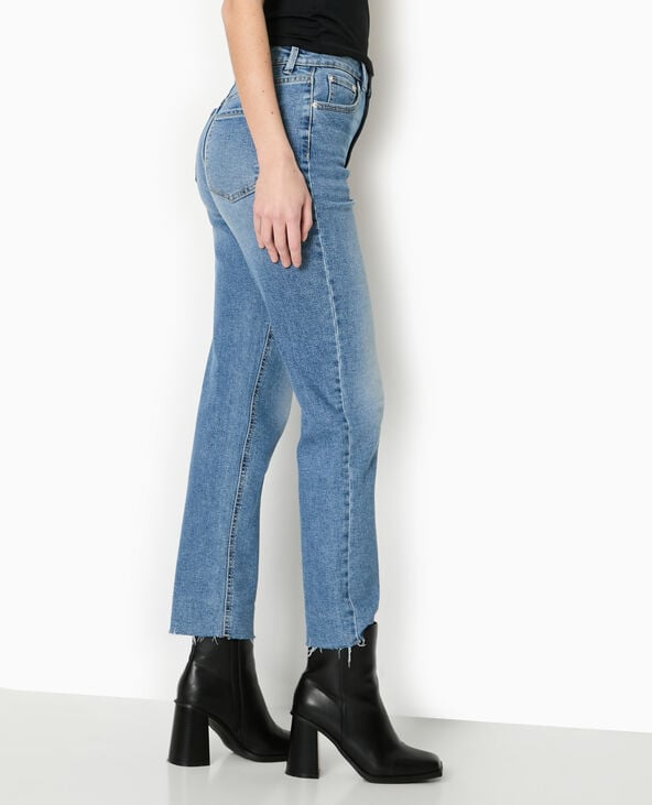 pimkie Jean droit taille haute avec bas coupés - Bleu