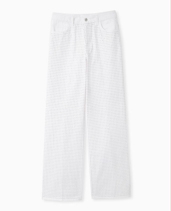 Pimkie Jean Droit Taille Haute Avec Strass Devant - Blanc