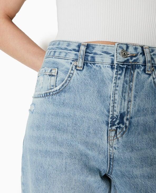 Pimkie Jean Droit Taille Regular Avec Revers Cousus - Bleu