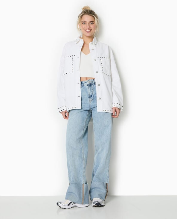 pimkie Jean droit taille regular avec revers cousus - Bleu