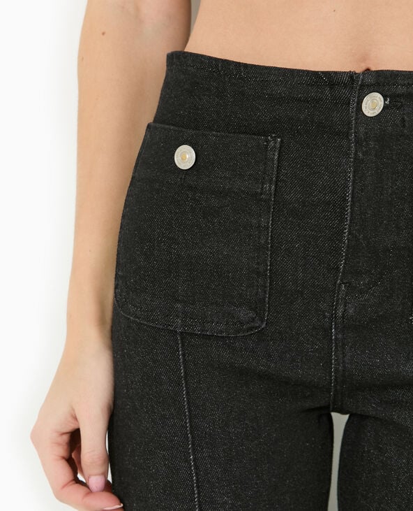 Pimkie Jean Flare Taille Haute Avec Poches Plaquées - Noir