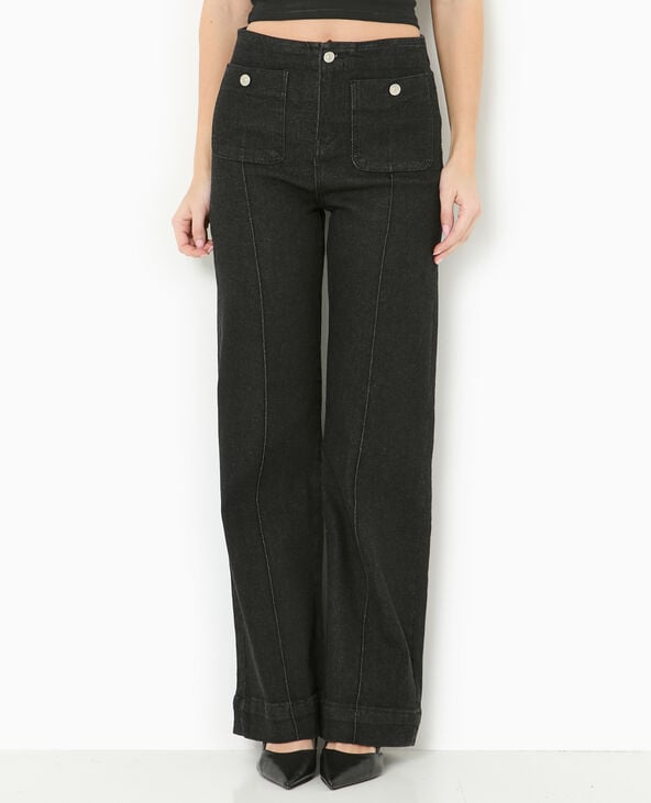 Pimkie Jean Flare Taille Haute Avec Poches Plaquées - Noir