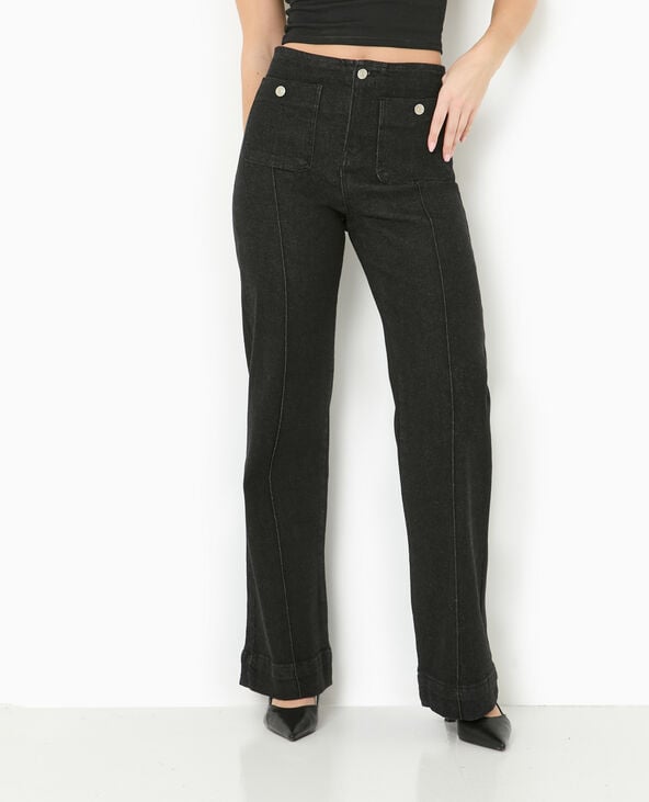 pimkie Jean flare taille haute avec poches plaquées - Noir