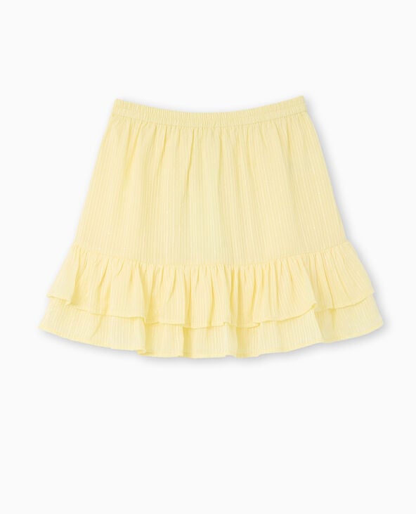 Pimkie Jupe Courte à Volants Avec Mini Sequins - Jaune Pâle