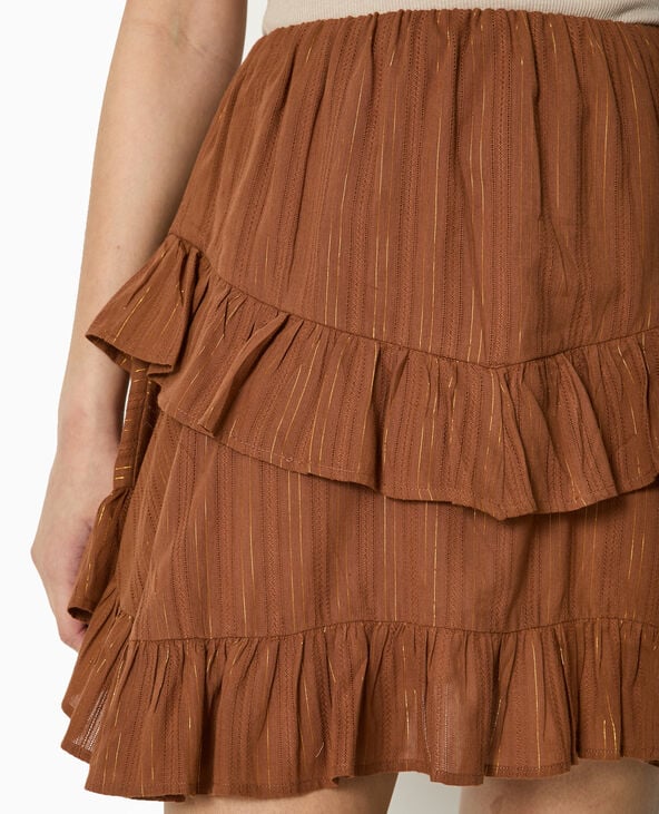 Pimkie Jupe Courte Avec Fils Lurex Et Volants - Marron