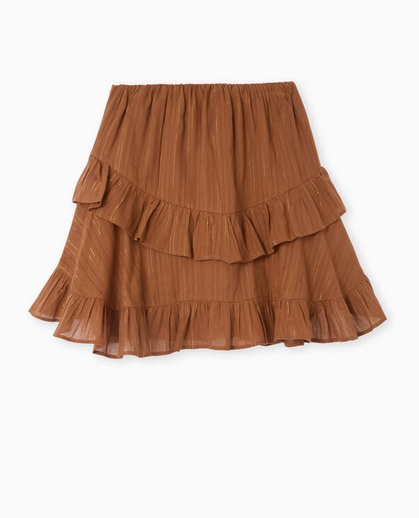 Pimkie Jupe Courte Avec Fils Lurex Et Volants - Marron