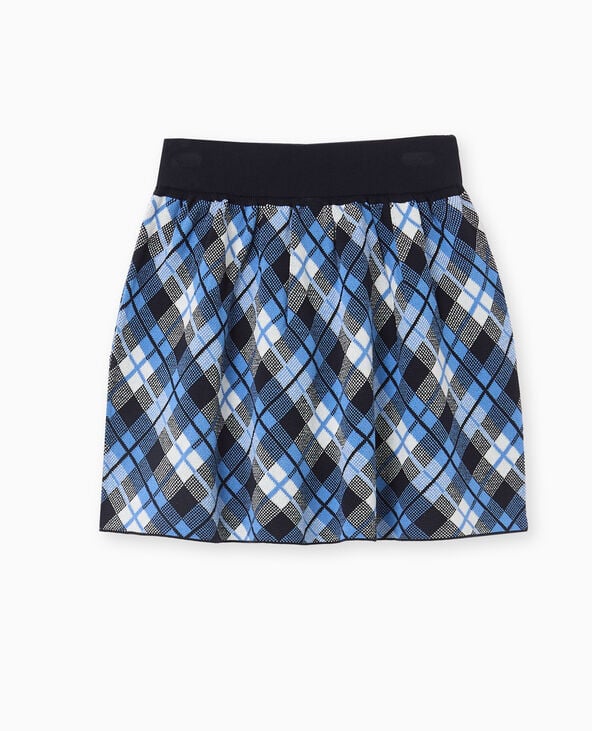 Pimkie Jupe Courte En Maille Motif Carreaux Jacquard - Bleu