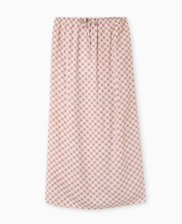 Pimkie Jupe Longue Ceinture élastiquée Motif Carreaux - Beige