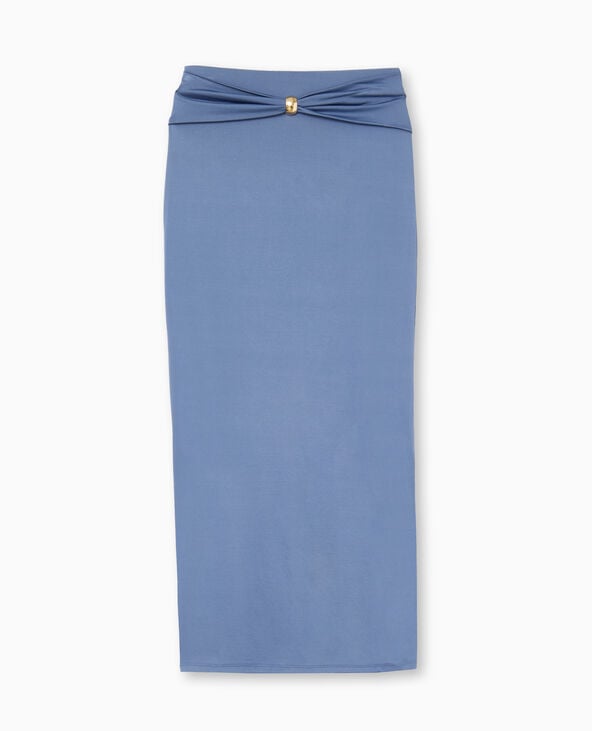 Pimkie Jupe Longue En Maille Extensible Avec Boucle - Bleu