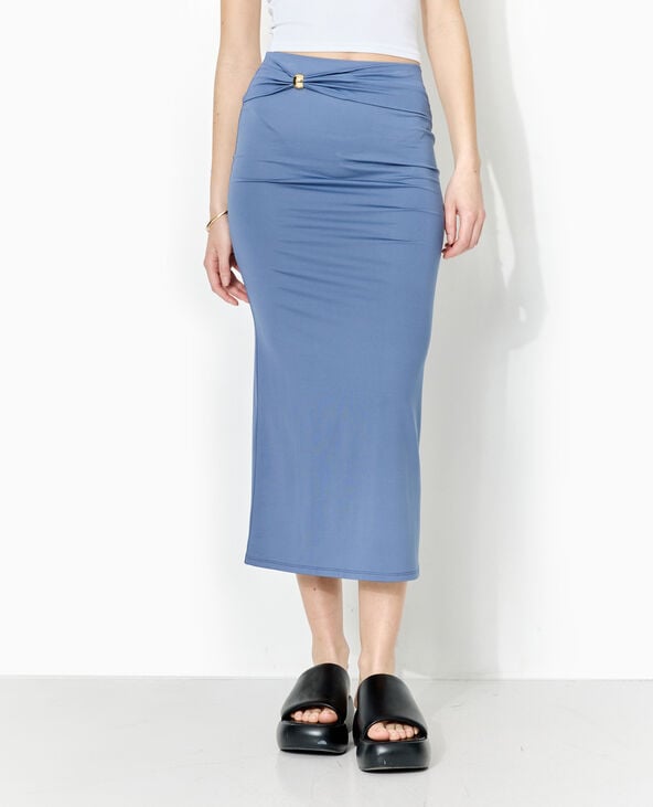 Pimkie Jupe Longue En Maille Extensible Avec Boucle - Bleu