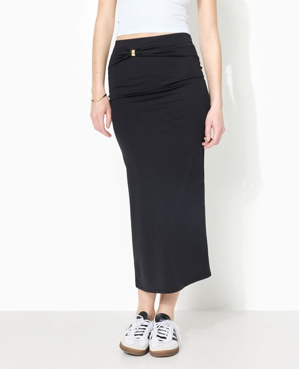 Pimkie Jupe Longue En Maille Extensible Avec Boucle - Noir