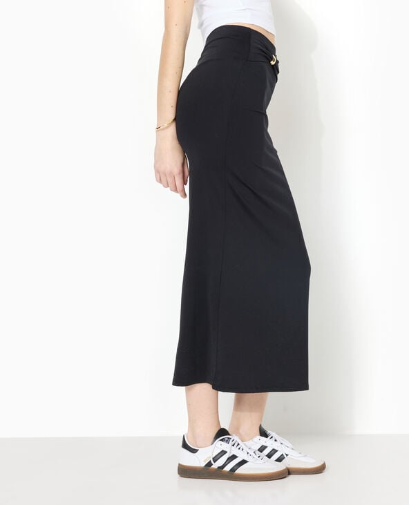 pimkie Jupe longue en maille extensible avec boucle - Noir