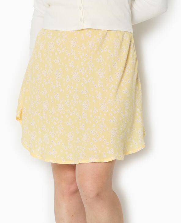Pimkie Jupe Patineuse Avec Petites Fleurs - Jaune Pâle