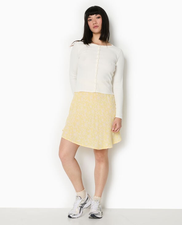 pimkie Jupe patineuse avec petites fleurs - Jaune pâle