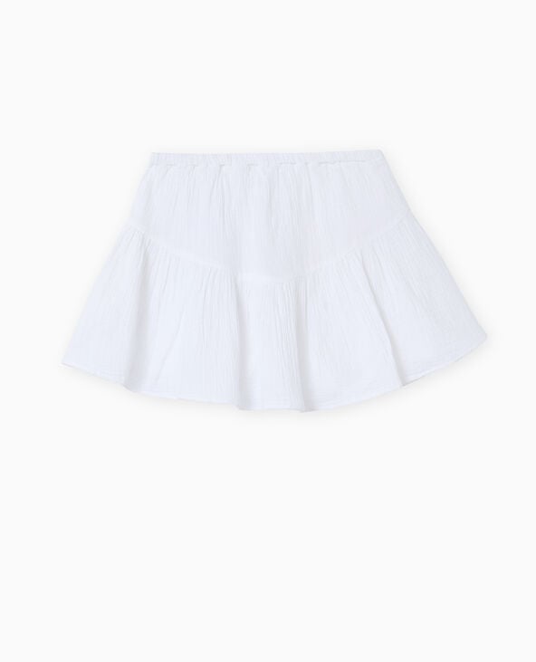 Pimkie Jupe-short En Gaze De Coton Avec Volant - Blanc