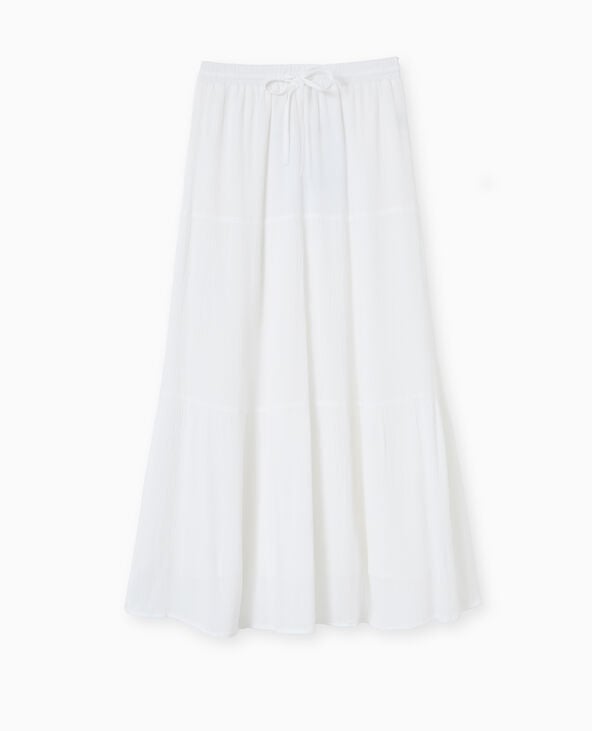 Pimkie Jupon Long à étages Avec Ceinture élastiquée - Blanc