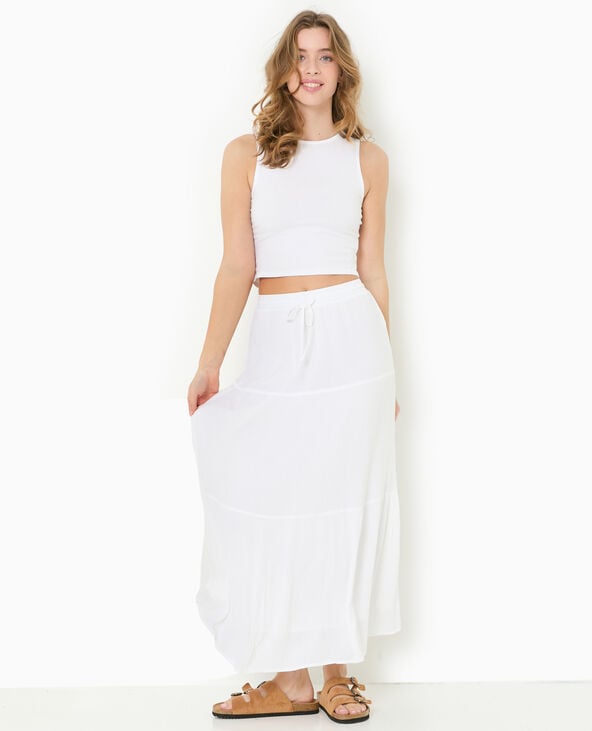 Pimkie Jupon Long à étages Avec Ceinture élastiquée - Blanc
