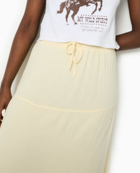 Pimkie Jupon Long à étages Avec Ceinture élastiquée - Jaune Pâle