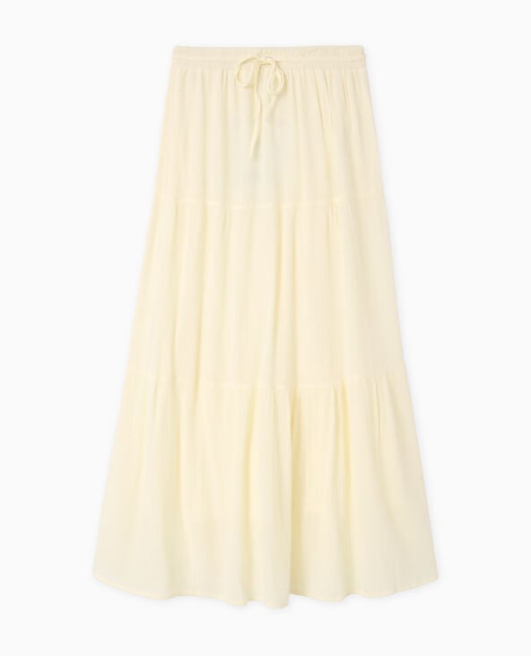 Pimkie Jupon Long à étages Avec Ceinture élastiquée - Jaune Pâle