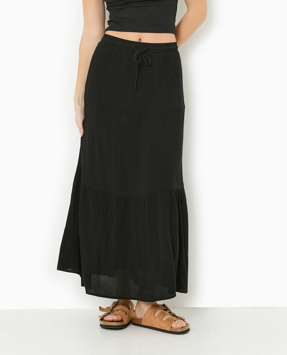 Pimkie Jupon Long à étages Avec Ceinture élastiquée - Noir
