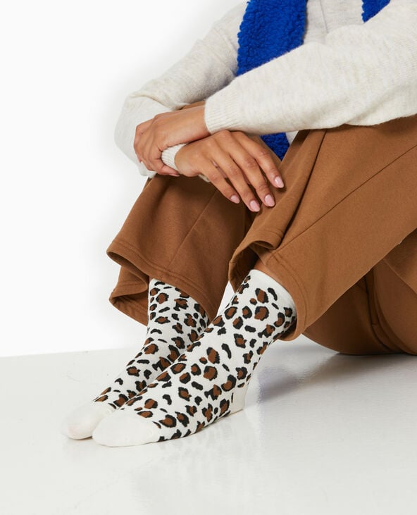 pimkie Lot de 2 paires de chaussettes unie + léopard - Camel