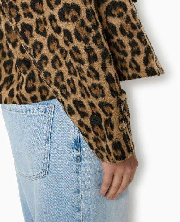 Pimkie Manteau Court Léopard Avec Boutons Duffle Coat - Marron