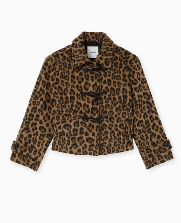 Pimkie Manteau Court Léopard Avec Boutons Duffle Coat - Marron