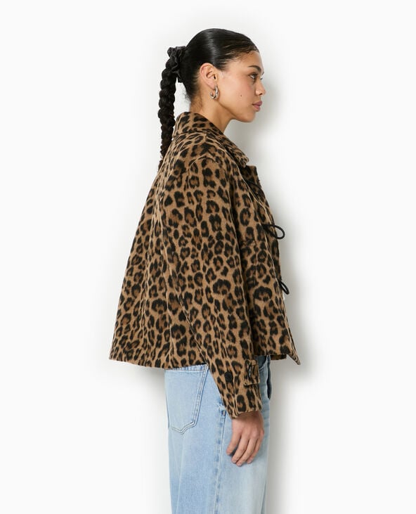 pimkie Manteau court léopard avec boutons duffle coat - Marron