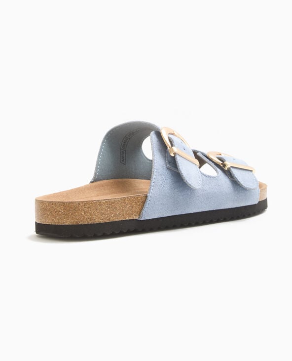 Pimkie Mules à Brides Avec Semelles Façon Liège - Bleu