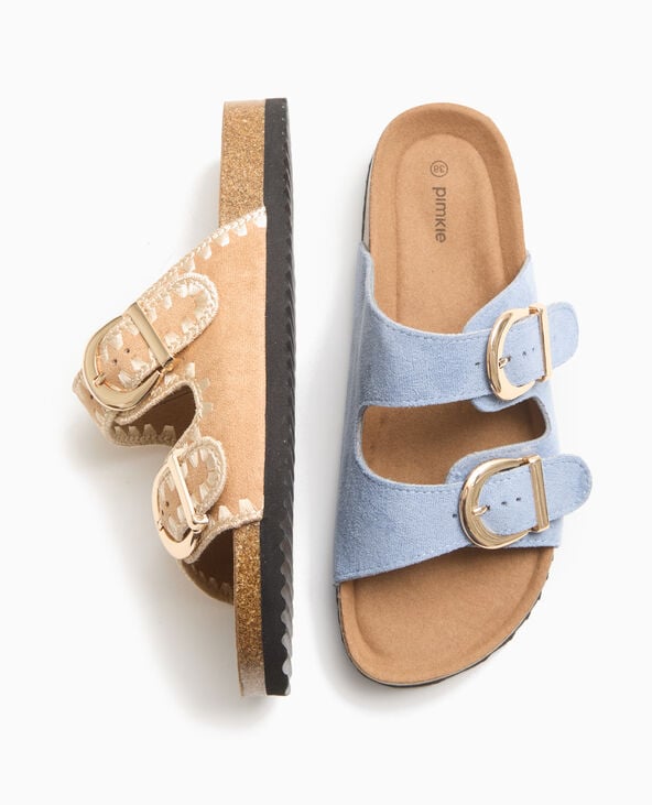 Pimkie Mules à Brides Avec Semelles Façon Liège - Bleu