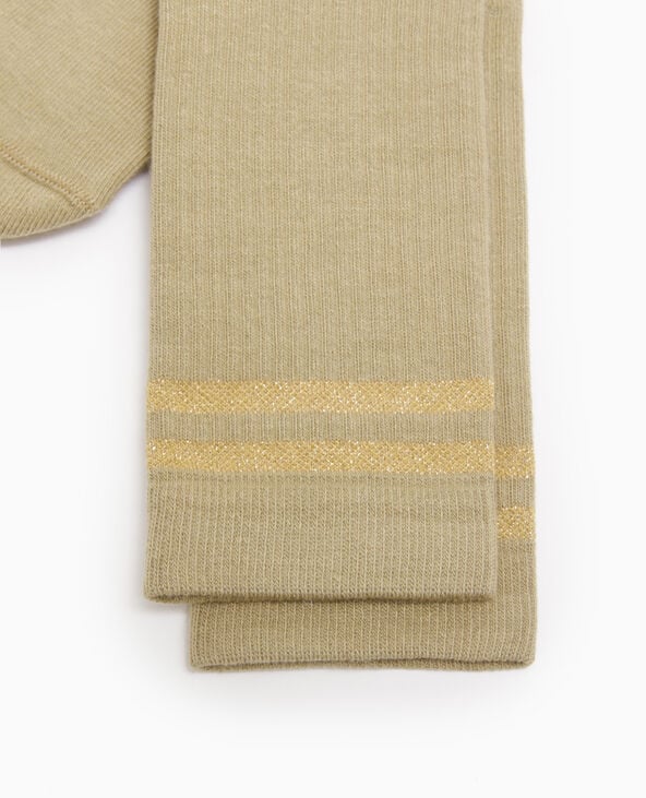 Pimkie Paire De Chaussettes Avec Bandes Lurex - Vert Kaki