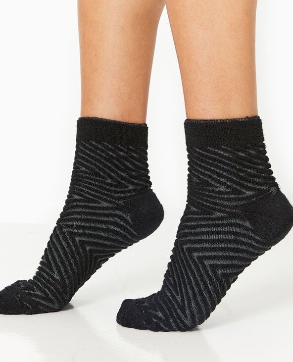 pimkie Paire de chaussettes avec rayures maille bouclette - Noir