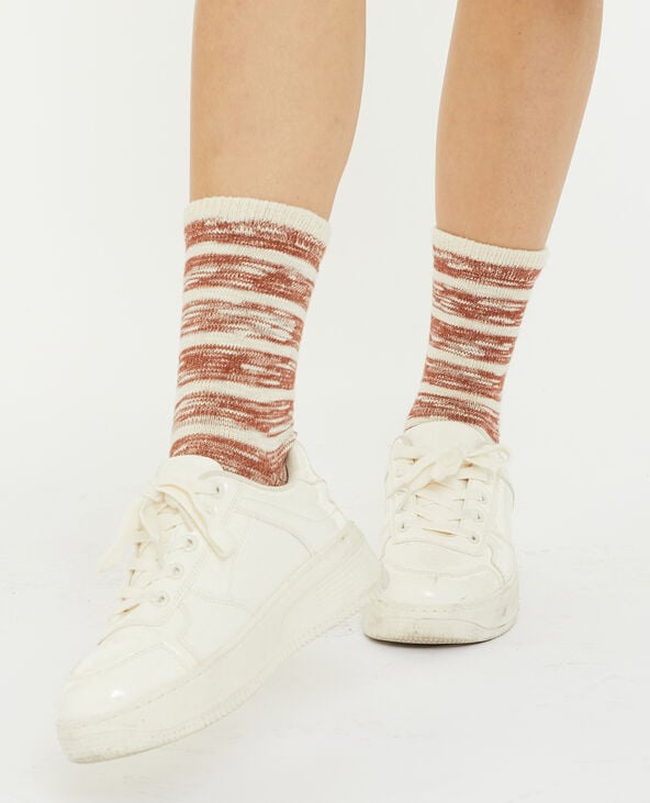 pimkie Paire de chaussettes bicolores effet rayé - Taupe