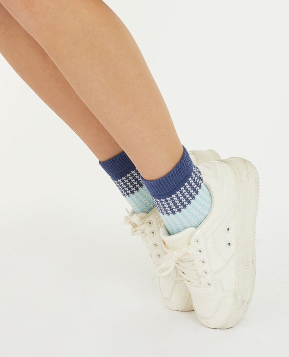 pimkie Paire de chaussettes motif pied-de-poule - Bleu turquoise