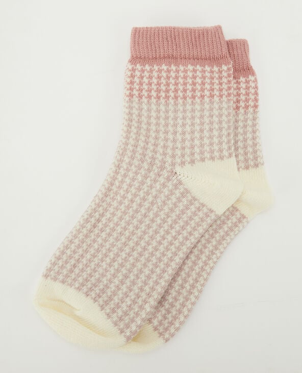 Pimkie Paire De Chaussettes Motif Pied-de-poule - Rose Clair