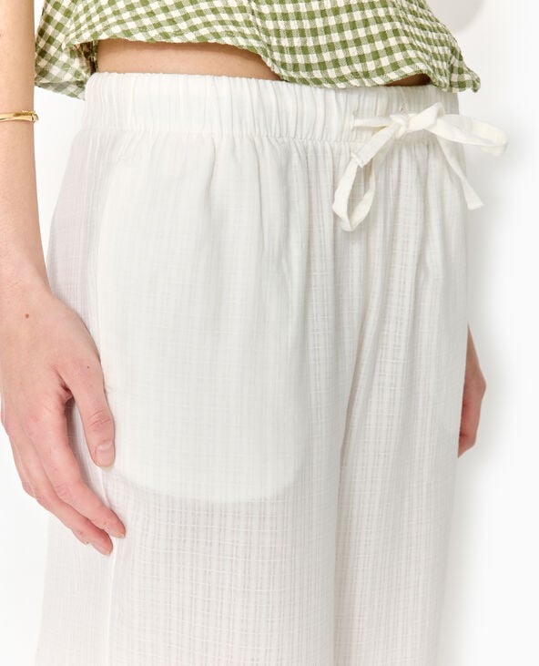 Pimkie Pantalon Droit En Tissu Effet Quadrillé - Blanc