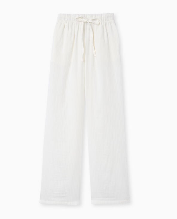 Pimkie Pantalon Droit En Tissu Effet Quadrillé - Blanc