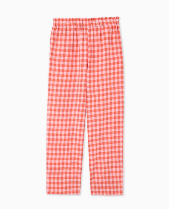 Pimkie Pantalon Droit Taille élastiquée Motif Vichy - Orange