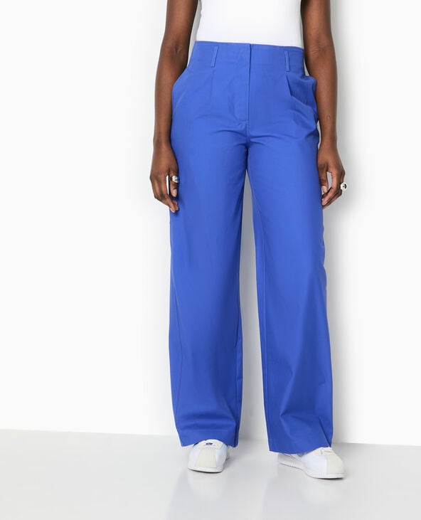 Pimkie Pantalon En Toile Taille Haute Avec Pinces - Bleu Marine