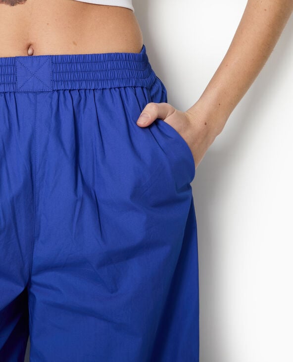 Pimkie Pantalon Large En Popeline Taille élastiquée - Bleu électrique